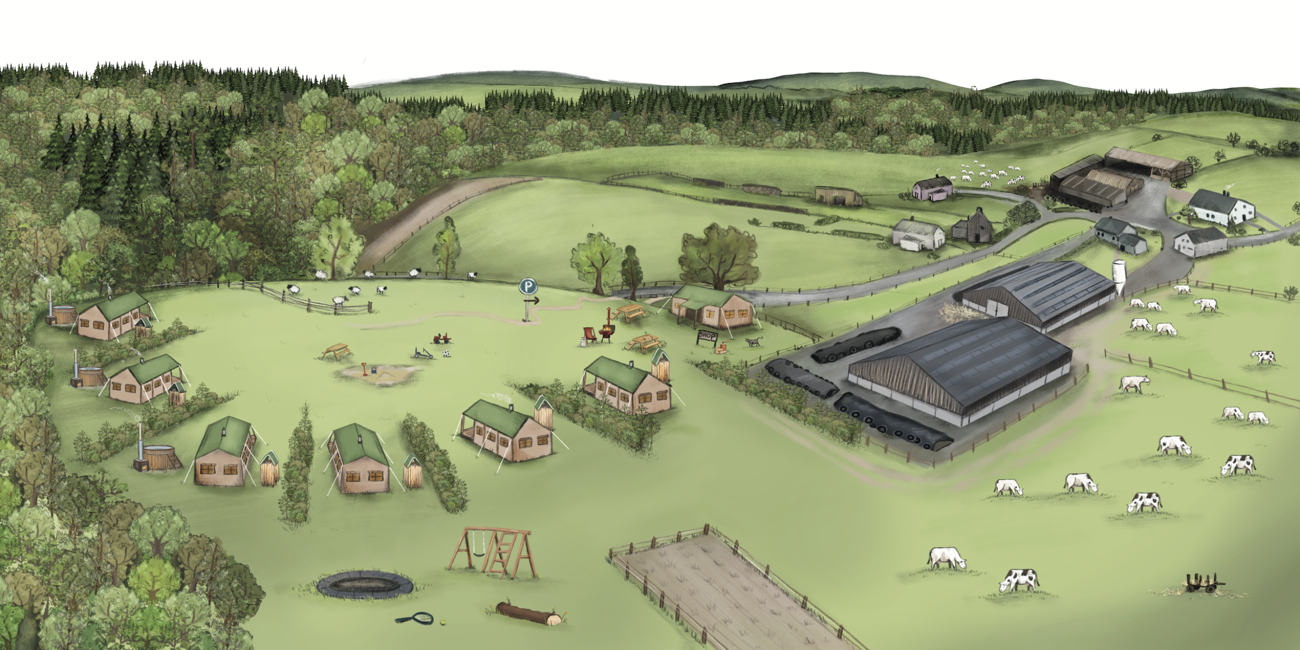 Colored illustration Ferme de la Yauge 01